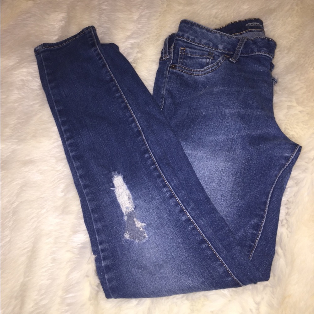 Dark distressed jeans